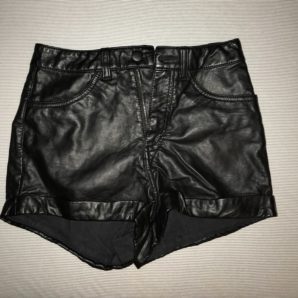 Faux leather shorts